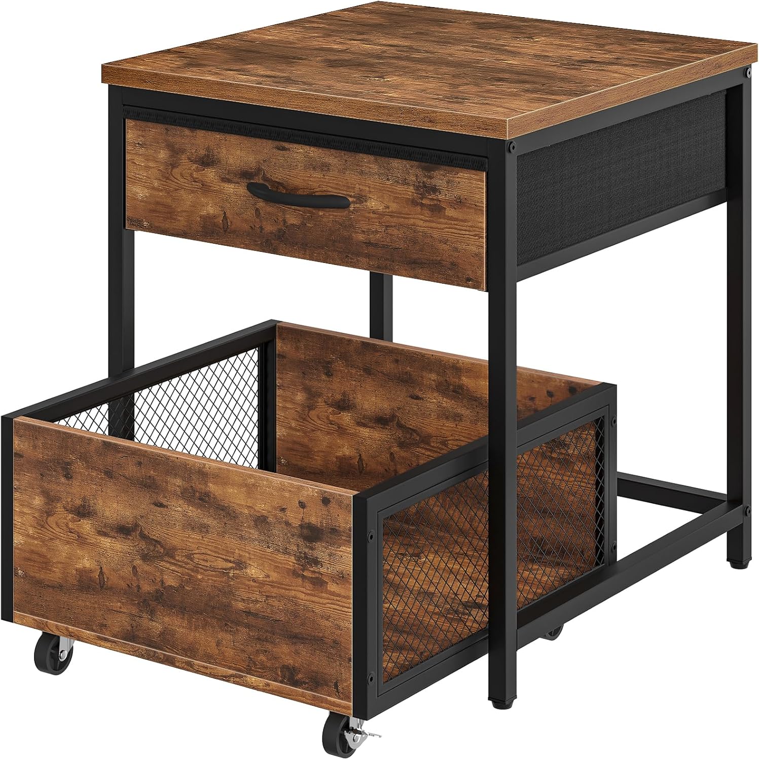 CHOEZON End Table and Height Adjustable Drink Table Bundle, for Small Space, Sofa, Living Room, Bedroom, TBZ55BF-TBZ31BF
