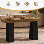 Tribesigns 63 Inch Wood Bar Table, Rustic Rectangular Bar Height Counter Table with Thickened Tabletop & Sturdy Base for Home, Basement, Event, Brown Black (1)