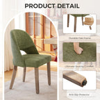 Wooden Dining Chairs Set of 4, Upholstered Modern Chenille Dining Room Chair Kitchen Chairs, Comfy Farmhouse Dinner Chair for Kitchen Dining Room, Green