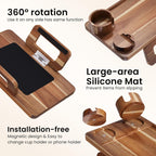 3 in 1 Acacia Wood Couch Arm Tray,Couch Tray with Cup Holder and Phone Holder,Folding Sofa Armrest Trays Clip-On Sofas Desk for Drinks,Snacks,Phone,Remote Control