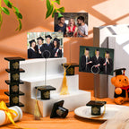Fullhawl 12 Pcs Graduation Picture Holder, Wooden Grad Cap Photo & Table Number Holders with Tassel, Congrats Grad Place Card Holders for Tables Centerpieces Graduation Party Supplies(Black)