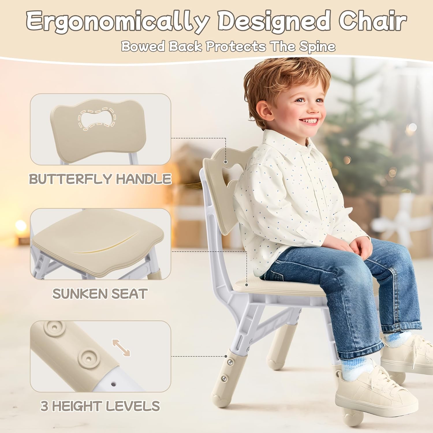 GITAWUSA Toddler Table and Chair Set, Height Adjustable-Upgrade Kids Table and 2 Chairs for Ages 3-8, Multi-Activity Toddler Play Table with Graffiti Desktop for Home/Daycare/Classroom