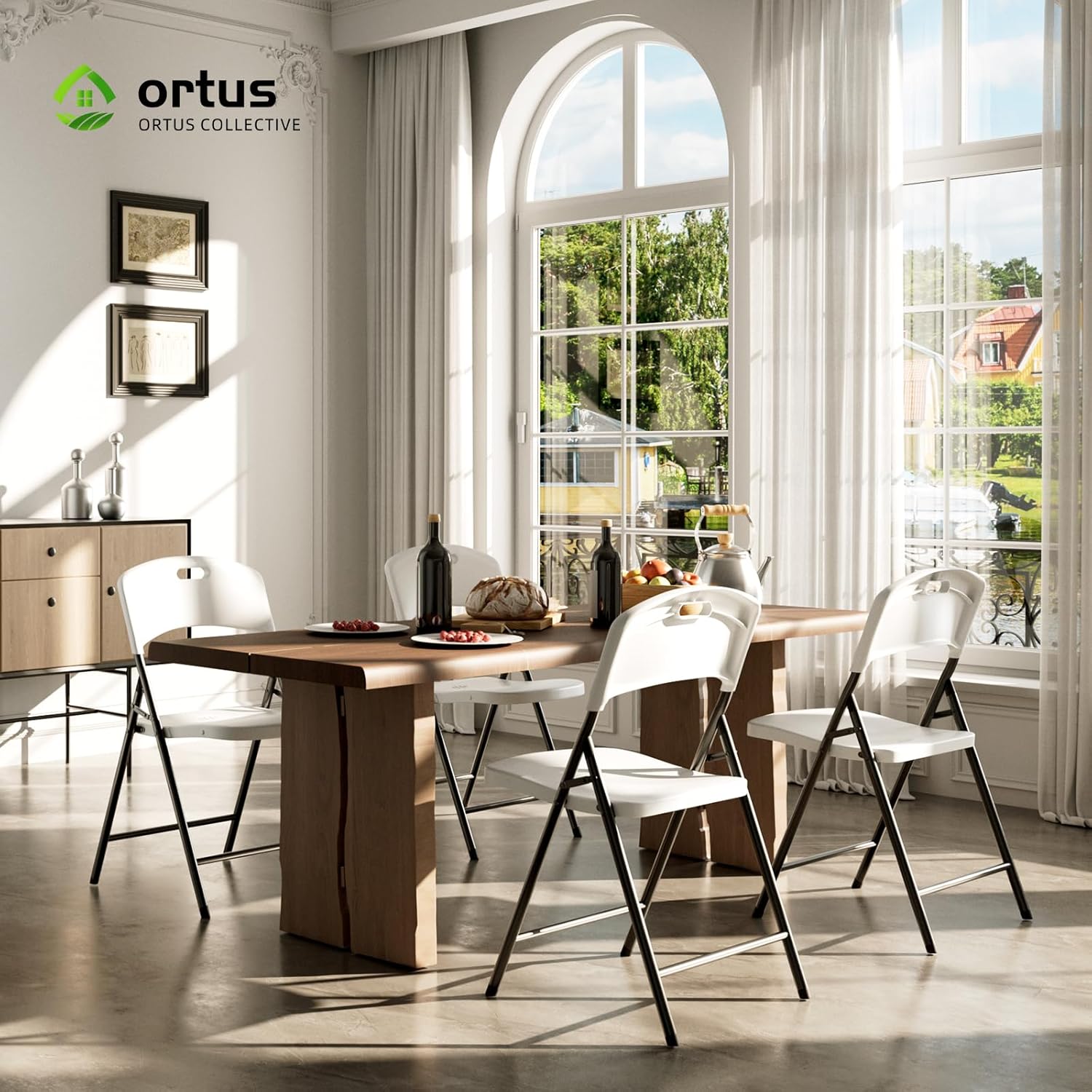 Folding Chairs, 600lbs Capacity, Heavy-Duty Commercial Stackable Plastic Foldable Chairs for Indoor/Outside, Office, Kitchen, Party, Patio(White, 4 Pack)