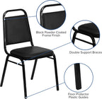 EMMA + OLIVER Trapezoidal Back Vinyl Stackable Banquet Chair, Multipurpose Stacking Chair with Padded Seat and Back, Black