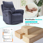 ANJ Swivel Rocker Recliner Chair, Manual Fabric Glider Nursery Recliner Chair, Single Rocking Modern Sofa Home Theater Seating for Living Room, Nursery (Slate Blue)