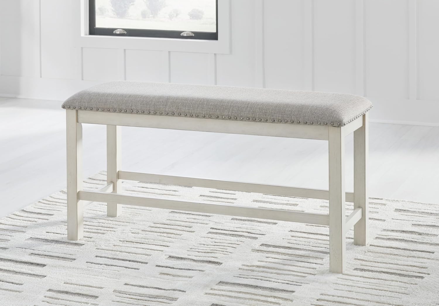 Signature Design by Ashley Robbinsdale 49" Counter Height Dining Bench, Antique White