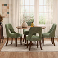 AQO Wooden Dining Chairs Set of 4, Mid Century Upholstered Kitchen Chairs Dining Room Chairs, Chenille Farmhouse Kitchen Chairs Dinner Chair for Kitchen Dining Room, Green