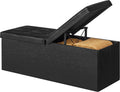 SONGMICS HOME Foldable Foot Rest Stool, Storage Ottoman, Tufted Design, PU Leather, for Entryway, Living Room, 43.2 Inches, Black