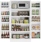 47in Kitchen Pantry Cabinet, Wood Kitchen Storage Pantry Cabinets Freestanding Pantries Cabinets with Doors & Adjustable Shelves, White