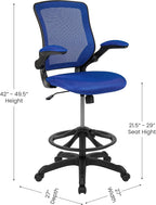 Flash Furniture Kale Mid-Back Blue Mesh Ergonomic Drafting Chair | Adjustable Foot Ring, Flip-Up Arms
