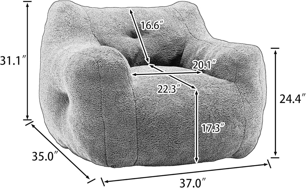 Bean Bag Chair, Bean Bag Sofa Chair with Armrests Stuffed High-Density Foam, Lazy Sofa Comfy Chairs for Living Room,Bedroom (Light Green)