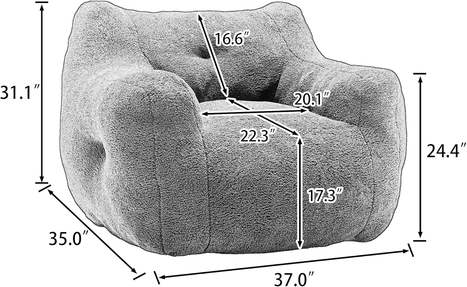 Bean Bag Chair, Bean Bag Sofa Chair with Armrests Stuffed High-Density Foam, Lazy Sofa Comfy Chairs for Living Room,Bedroom (Light Green)