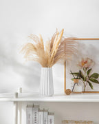 vancasso Ceramic Vase, 7.8 Inch Modern Ribbed Glossy Decorative Vase, Flower vase for Home Decor, Living Room, Bedroom, Office Decor, White