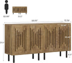 Tribesigns Set of 2 Sideboard Buffet with Storage, 59" Buffet Sideboard Cabinet with Adjustable Shelves, Accent Storage Cabinet for Living Room, Natural