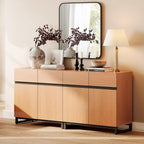 WAMPAT Sideboard Buffet Cabinets, Modern Sideboard with Adjustable Shelf and Metal Base, Coffee Bar Cabinet Storage Cabinet for Living Room, Kitchen, 2Pcs, Mocha