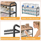 ENJOYBASICS 3 Tier Expandable Shoe Rack for Closet, Free Standing Metal Shoe Shelf Storage Organizer Holder 18 Pairs, Adjustable Width Shoe Rack for Entryway Small Space, Black