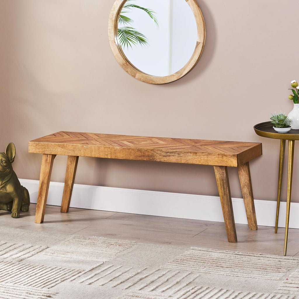Christopher Knight Home Fircrest Wooden Rectangular Dining Bench, Kitchen Extra Seat, Entryway Bench for Home Hall Living Room, Natural