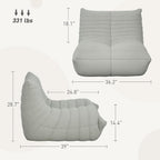 HOMCOM Bean Bag Chair for Adults, Giant Fireside Chair, Light Gray | Lazy Sofa, Bean Bag Sofa, High Density Comfortable Foam, Living Room, Bedroom