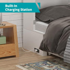 BALUS 63" W Murphy Bed Queen, Murphy Cabinet Beds with Tri-Fold Mattress & USB Charging Station, Space-Saving Wooden Wall Bed Cabinet with 2 Large Storage Drawers for Living Room Apartment, White