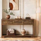 LITTLE TREE Long Entryway Table with 3 Drawers, 70 Inches Farmhouse Console Table for Entry, Behind Sofa, Foyer, Hallway, Behind Couch, Entrance with 2-Tier Storage Shelves, Rustic Brown