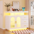 Gurexl 40" LED Buffet Cabinet with Wireless Charging Station,Auto Sensor RGB 20-Color Dimmable Sideboard with Human Body Induction,Sideboards Cabinet with 1 USB&Type-C Port and 3 Drawers