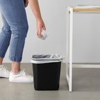 Amazon Basics Small Rectangular Commercial Office Wastebasket, Easy to Clean,11.4"L x 8"W x 12"H , 3 Gallon, Black, 2-Pack