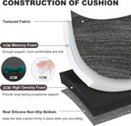 baibu Set of 2 Memory Foam Stool Cushion Rectangular, Dual-Layer Design Saddle Stool Pads Bar Stool Cushions with Four Straps- 2 Pads Only (Gray-Black, 18x9.5x1.5in)