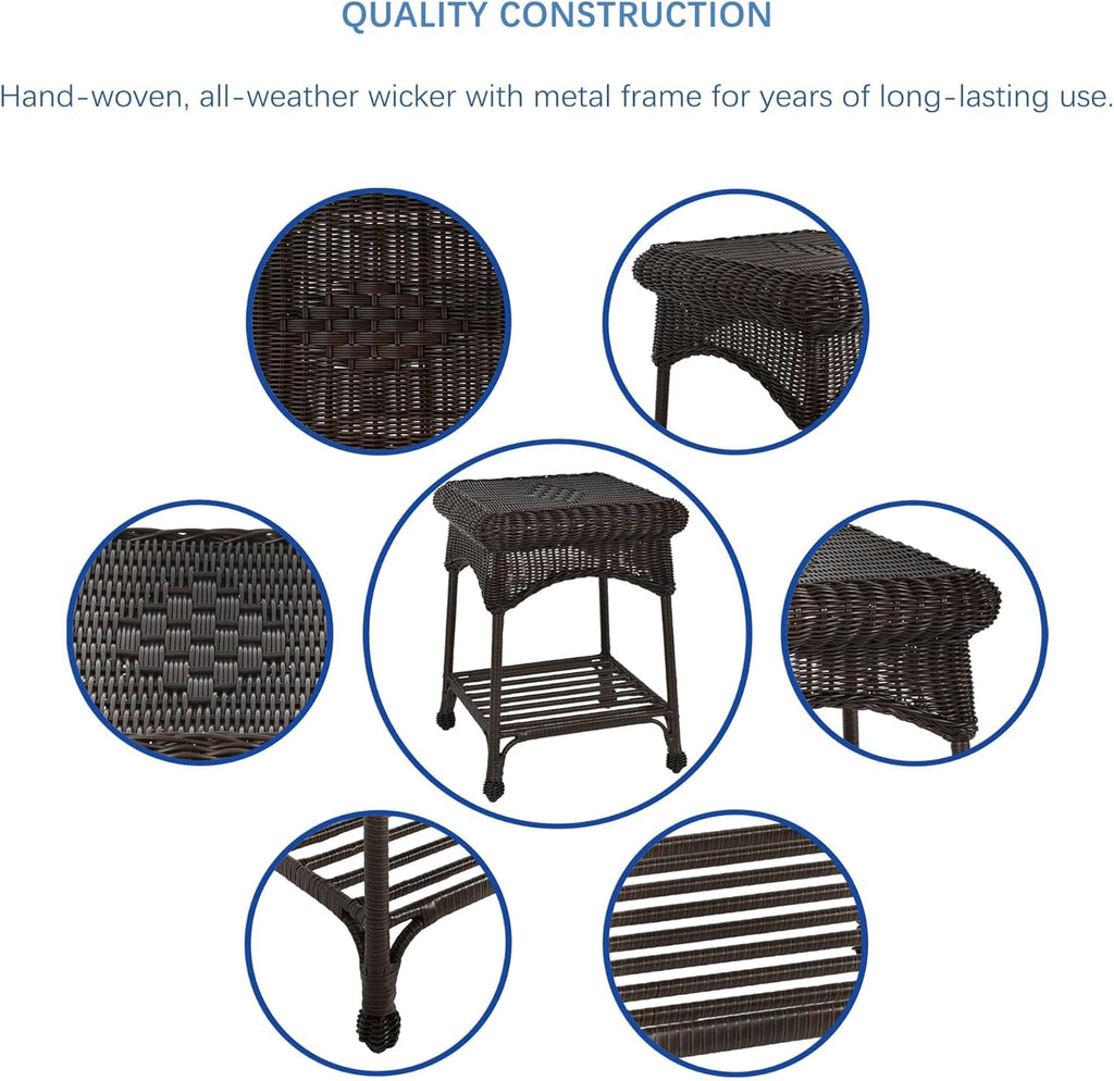 Jeco 3 Piece Rocker Wicker Chair Set, Espresso