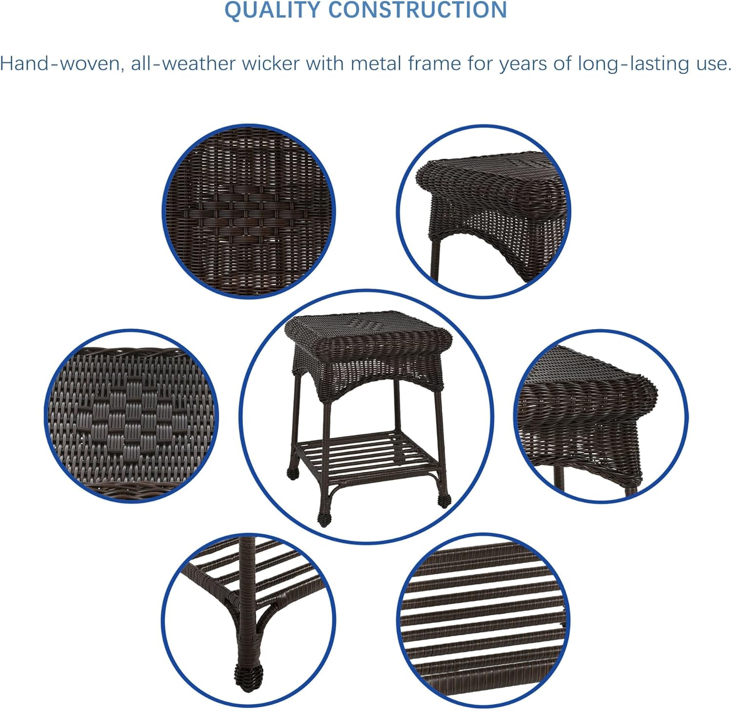 Jeco 3 Piece Rocker Wicker Chair Set, Espresso