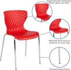 EMMA + OLIVER Contemporary Design Red Plastic Stack Chair