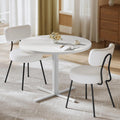 VASAGLE Dining Table Set, Round Dining Table with 2 Upholstered Kitchen Chairs, for Small Spaces, Kitchen, Living Room, Steel Frame, Modern Style, Snow White and Cream White UZH2507008