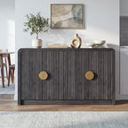 Decofy 55" Buffet Sideboard Cabinet, Modern Mid Century Console Cabinet with Adjustable Shelves & Wavy Grain Doors for Kitchen Cabinets, Living Room, Entryway, Coffee Bar Cabinet (Black Walnut)