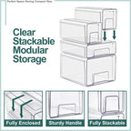 Sorbus Medium Clear Stackable Storage Drawers – 2-Pack Plastic Organizer Bins with Handles – Pull-Out Stackable Drawers for Bathroom Closet, Medicine, Cabinet, Pantry Storage, Baby Bottle Organizer