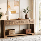 LITTLE TREE Long Entryway Table with 3 Drawers, 70 Inches Farmhouse Console Table for Entry, Behind Sofa, Foyer, Hallway, Behind Couch, Entrance with 2-Tier Storage Shelves, Rustic Brown