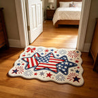 Patriotic Door Mat 4th of July Doormat Durable American Flag USA Front Door Mat Outdoor Non‑Slip Red White Blue Welcome Mat Plush Bathroom Rug Entryway Floor Mats Indoor Outdoor Decor 23.62x15.75in