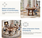 DUMOS Extendable Round Dining Table for 4-8, Modern Kitchen Oval Dinner Table with Storage Shelf, Wood Pedestal Table, Space Saving Modern Style, Brown