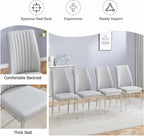 Gray Dining Chairs Set of 6, Modern PU Leather Dining Room Chair with Chrome Metal Legs, Upholstered Kitchen Chair with High Back Sillas para Comedor for Kitchen, Living Room, Apartment (Light Gray,6)
