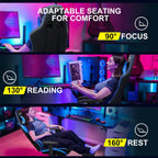GTPLAYER Gaming Chair with Footrest, Ergonomic Computer Game Desk Chair, Reclining Gamer Chair Seat Height Adjustment, Swivel Rocker with Headrest and Lumbar (Blue)