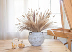 Rustic Farmhouse Textured Ceramic Vase with Two Handles, Distressed White Pottery Flower Vase for Centerpiece, Decorative Vases for Living Room, Kitchen, Table Top Decor, Gift & Weddings