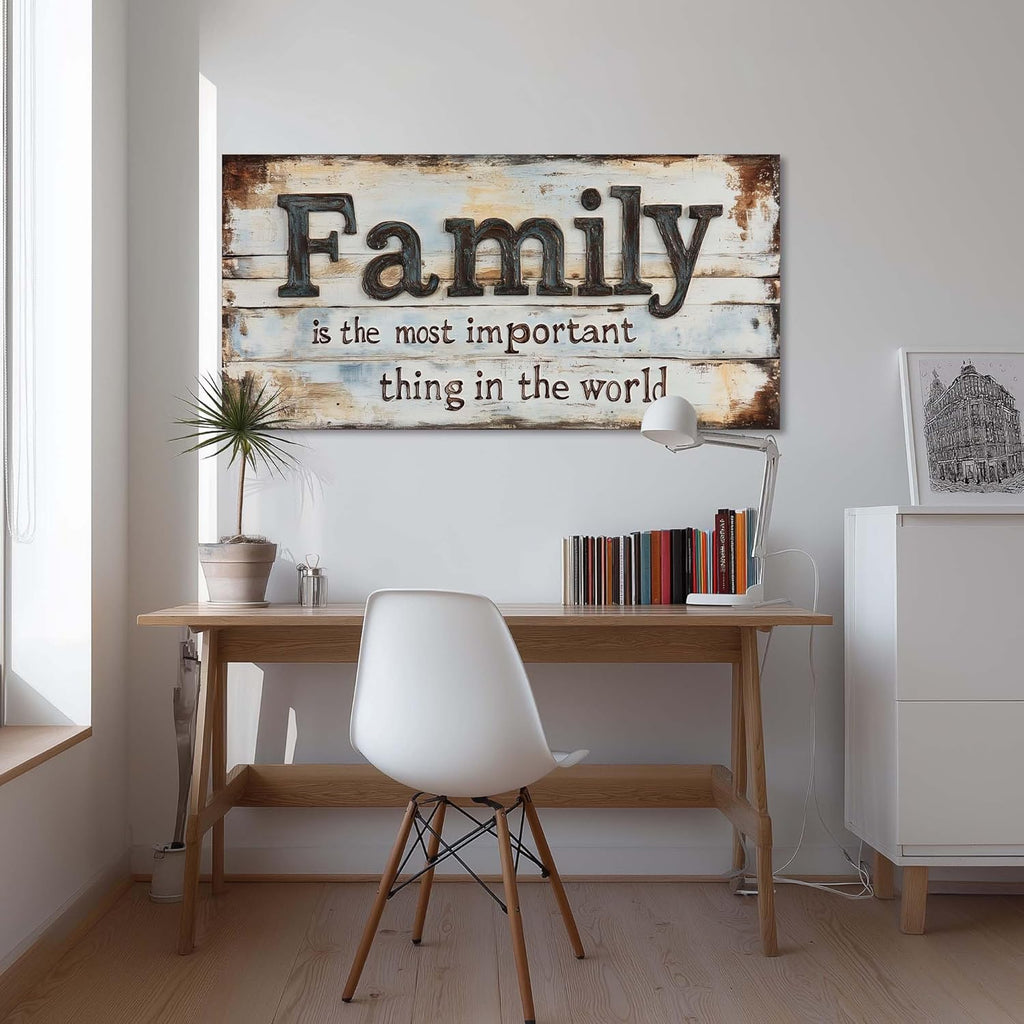 Ggaafet Retro Family Quotes Wall Art for Bedroom Canvas Painting Prints Family is the Most Important Thing in the World Rustic Farmhouse Art Deco Modern Artwork Office Kitchen Dining Room Decor