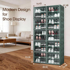 Green Foldable Shoe Storage Cabinet for 40 Pairs with Magnetic Clear Doors, Portable Enclosed Shoe Organizer, 3-Step Quick Assembly for Entryway, Closet, Garage