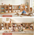 OOOK Montessori Shelf 6-Section, Double-Sided Montessori Toy Storage and Open Shelf, 2-Shelf Toy Organizers and Storage, Ideal for Kids Room, Daycare Center, Nursery, Classroom, Kindergarten
