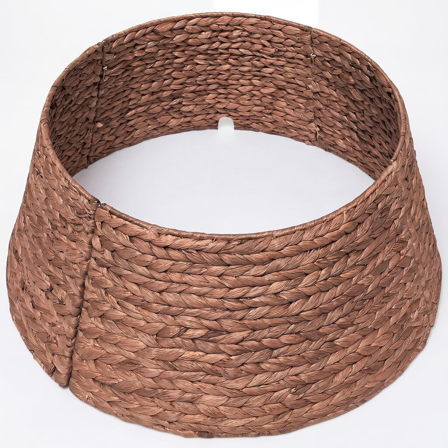 LAQUEDECRAFT 24 Inch Tree Collar Brown, Handwoven Water Hyacinth Christmas Tree Collar for Artificial Trees, Rustic Boho Basket Weave Wicker Tree Collar, Farmhouse Holiday Decor