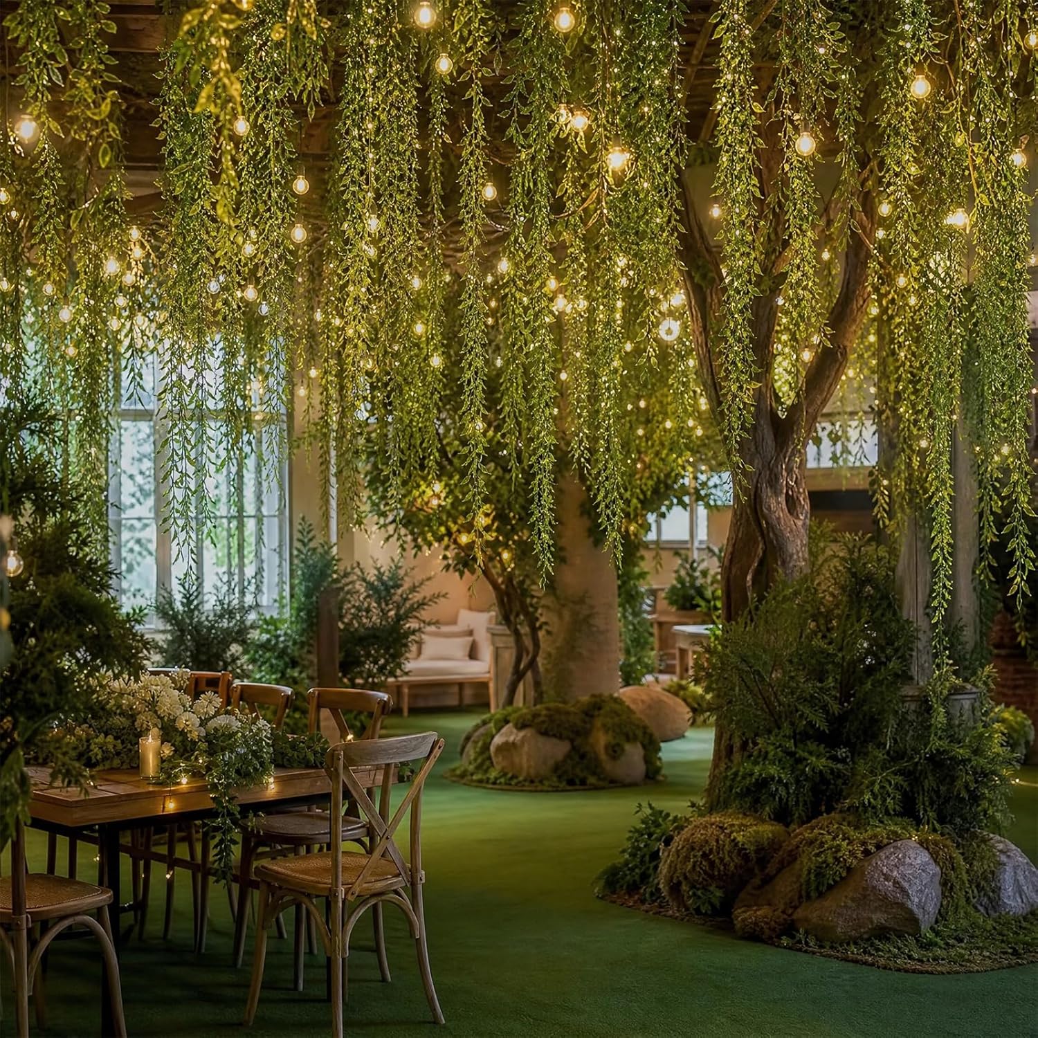 68.9ft Artificial Hanging Willow Vines Greenery Jungle Theme Decor for Woodland Forest Safari Party, Classroom Home Garden Wall Indoor Outdoor DIY Decoration