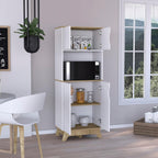 Modern Kitchen Pantry, Storage Cabinet with 4 Doors, Particle Board, for Dining Room, Easy to Clean, White