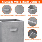 Criusia Storage Cubes - 11 Inch Heavy Duty Fabric Closet Bins for Shelves, Cube Organizer - 8 Pack Collapsible Decorative Storage Bins Baskets for Organizing Clothes Blankets Toys (Grey)