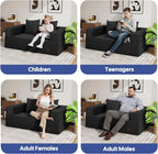 COMAX Futon Sofa Bed, 4‑in‑1 Convertible Sofa Bed, Folding Boneless Couches for Living Room, Fold Out Small Foldable Loveseat Floor Sleeper Comfy Mattress Lounge Space‑Saving, Black