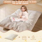 3 in 1 Kids Bean Bag Chair Bed – Foldable Bean Bag to Lounger & Floor Mattress, High-Density Foam Filling Bean Bag, Child Floor Sofa for Reading, Sleeping, Gaming & Relaxation,Beige