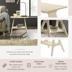 Roundhill Furniture Arona Mid-Century Modern Wood Shelf End Table, Off-White Finish