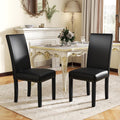 LSSPAID Dining Chairs Set of 2, PU Leather Upholstered Dining Room Chairs with Nailhead Trim and Solid Wood Legs for Home and Kitchen, Black